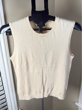 Quince Cotton Cashmere Sweater Shell Heather Oatmeal XS Sleeveless Knit Tank NWO